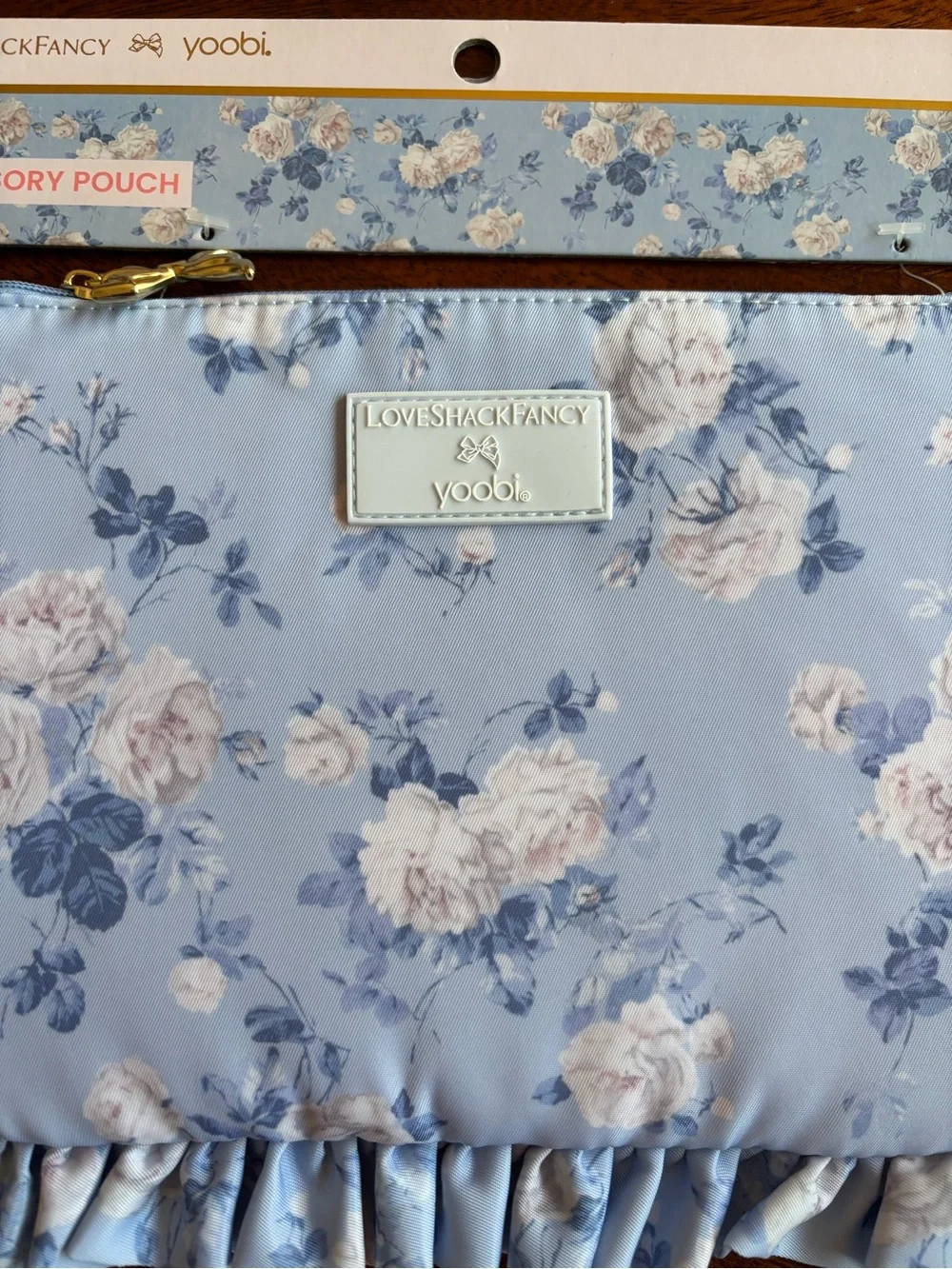LoveShackFancy x yoobi Blue Floral Accessory Pouch